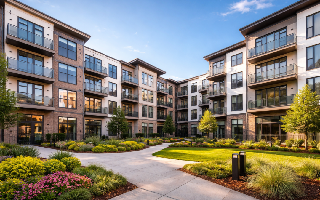 Modern apartment complex in Knoxville and Nashville, TN tested by NRPP-certified Rn86 Solutions technicians for radon measurement and mitigation.